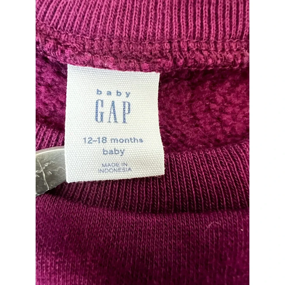 GAP Baby Girl's Crew Neck Sweatshirt Top Logo Active‎ Beach Plum 12-18 Months